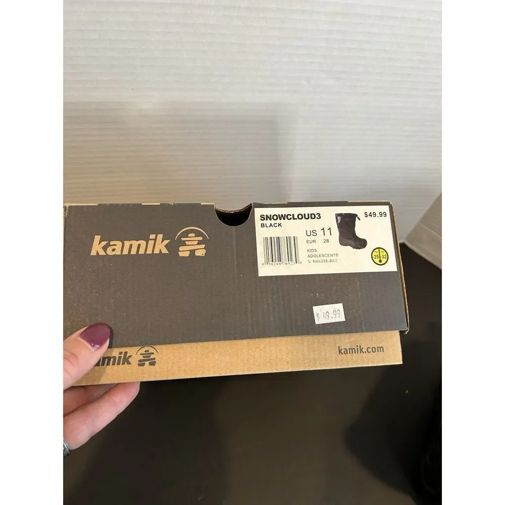 Kamik Snowcloud3 Kids Snow Boots US Size 11 Black Waterproof Insulated